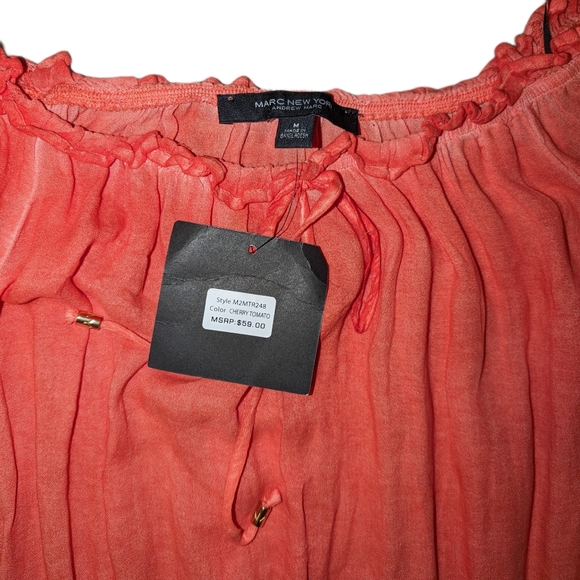 🌞 3/$15 - NWT Andrew Marc New York Boho Ruffled Peasant Blouse, Women's Size M - Picture 5 of 5